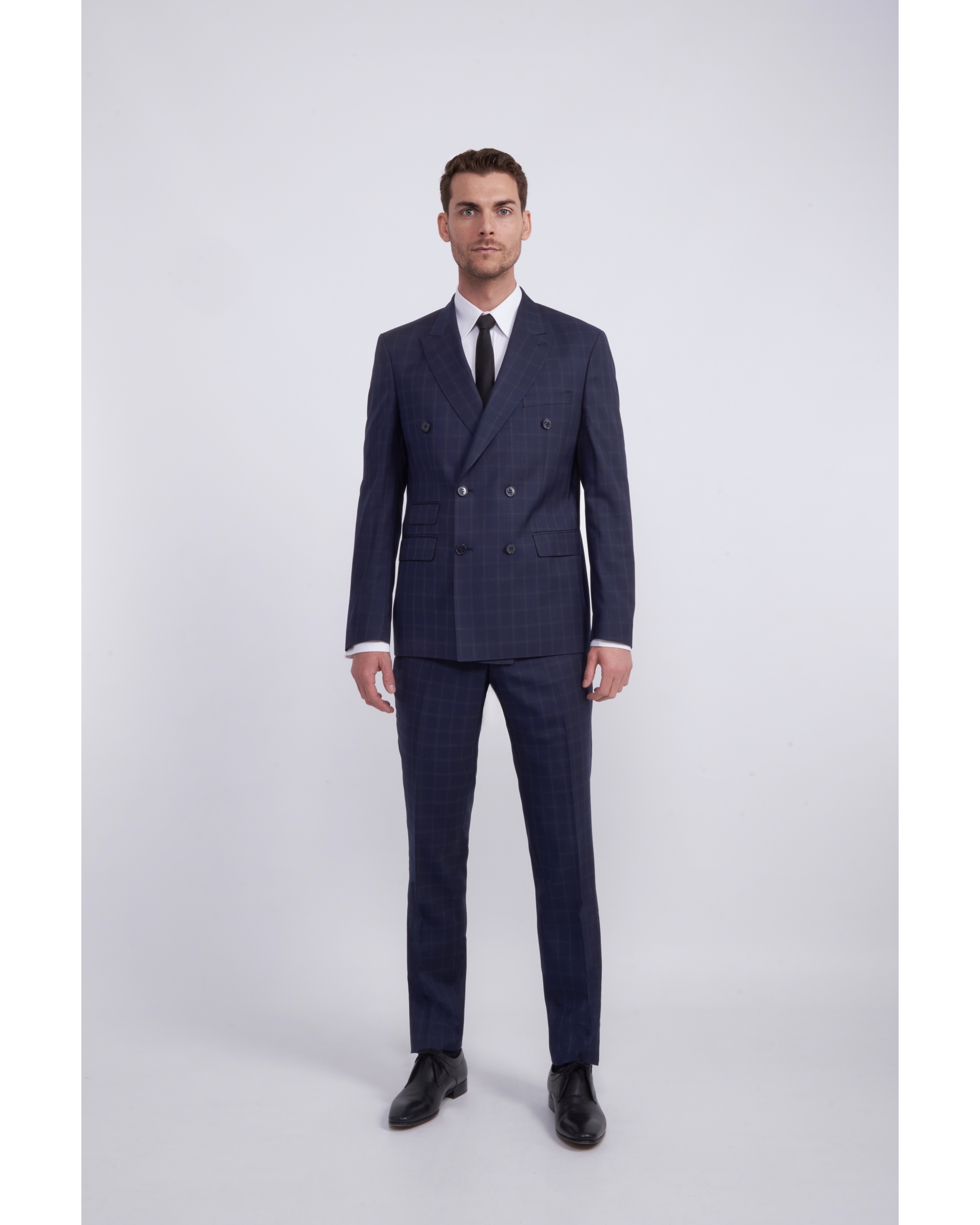 Costume Croisé Carreaux Bleu