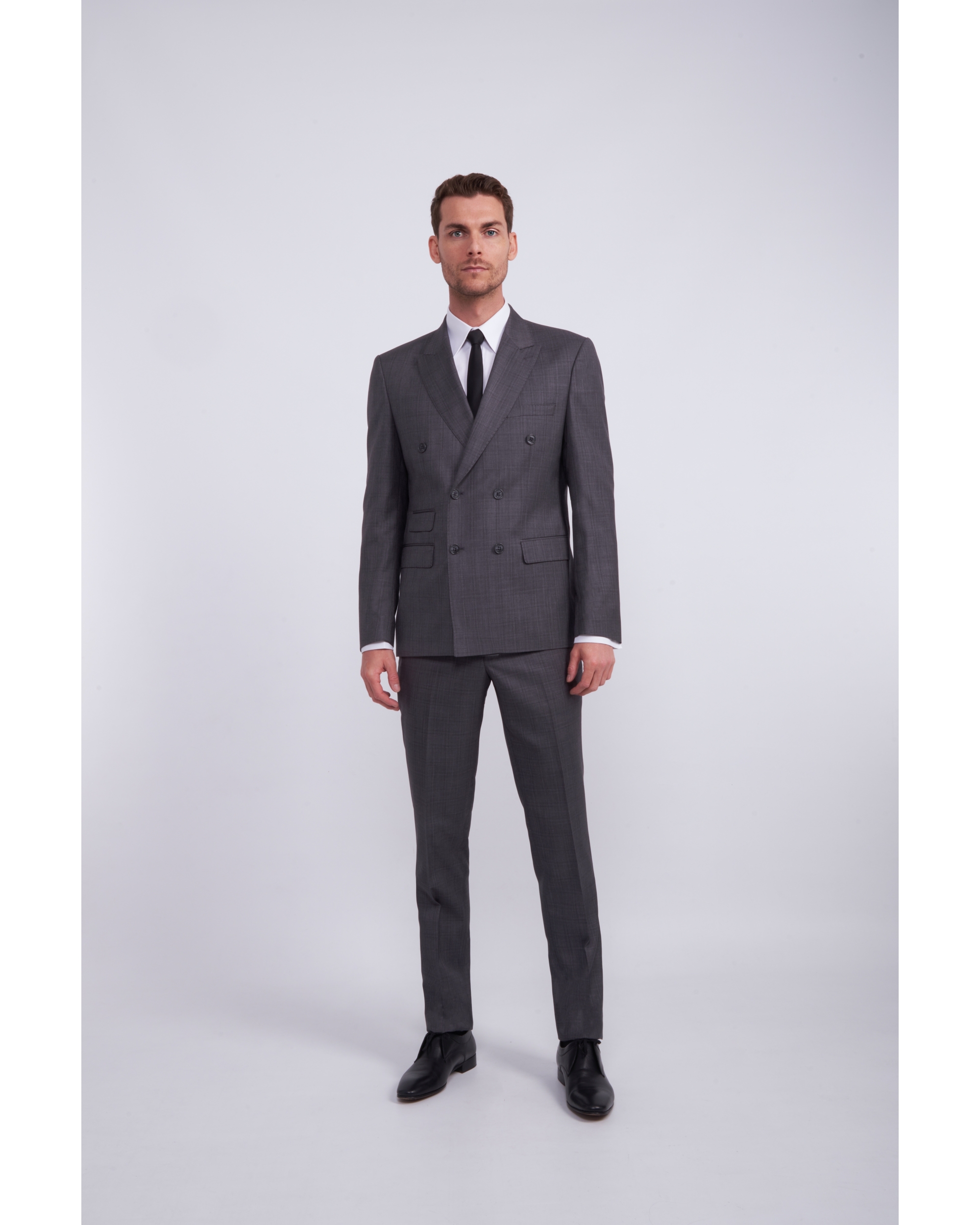 Costume croisé Carreaux Gris