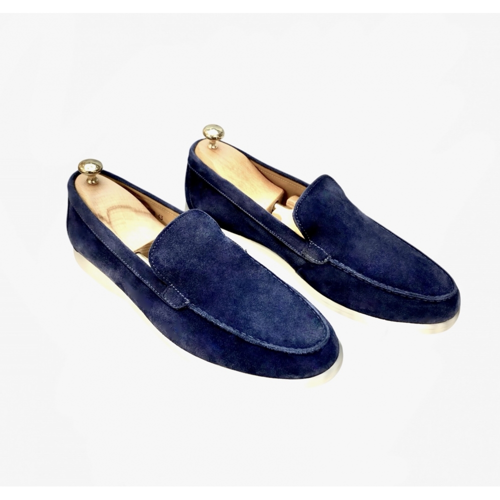 Mocassin Homme en Daim Bleu...