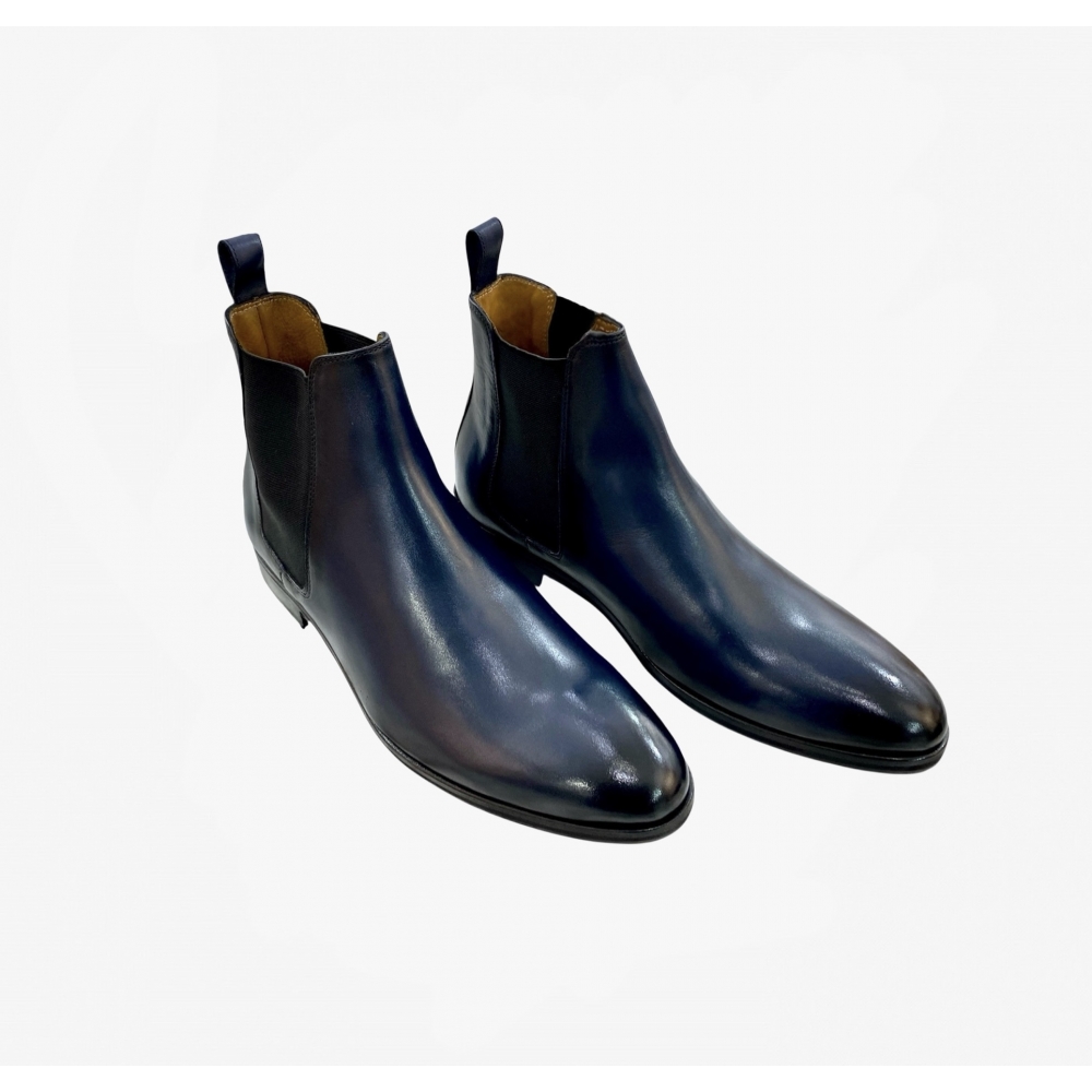 Bottine Homme Cuir Bleu à...