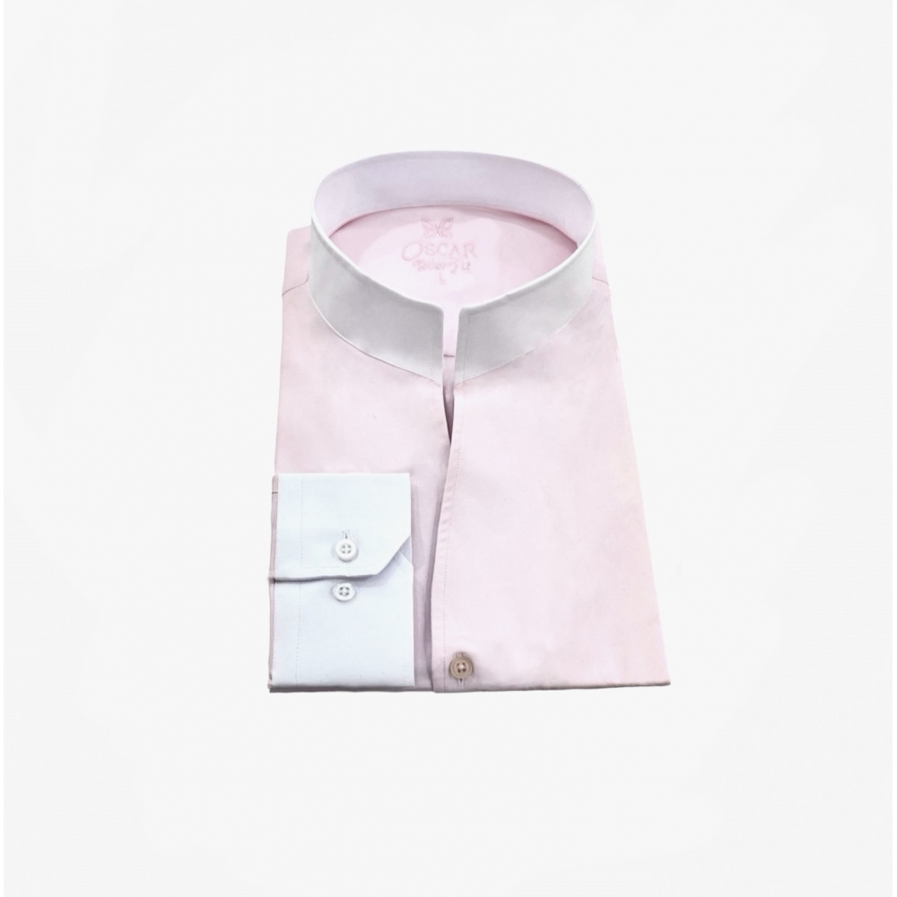 Chemise Rose à Col Blanc...