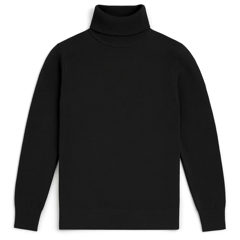 Pull en Maille Col Roulé Noir