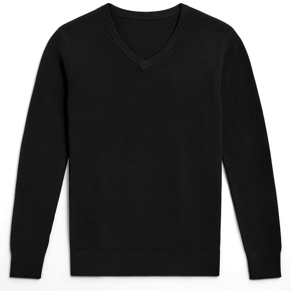 Pull en Maille à Col V Noir