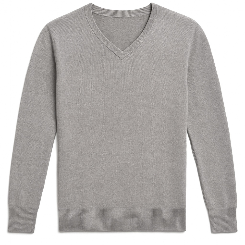 Pull en Maille à Col V Gris