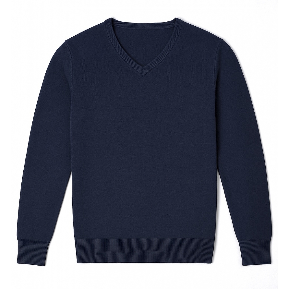 Pull en Maille à Col V Marine
