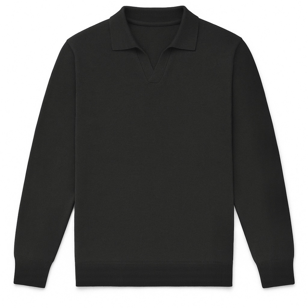 Pull en Maille à Col Polo Noir