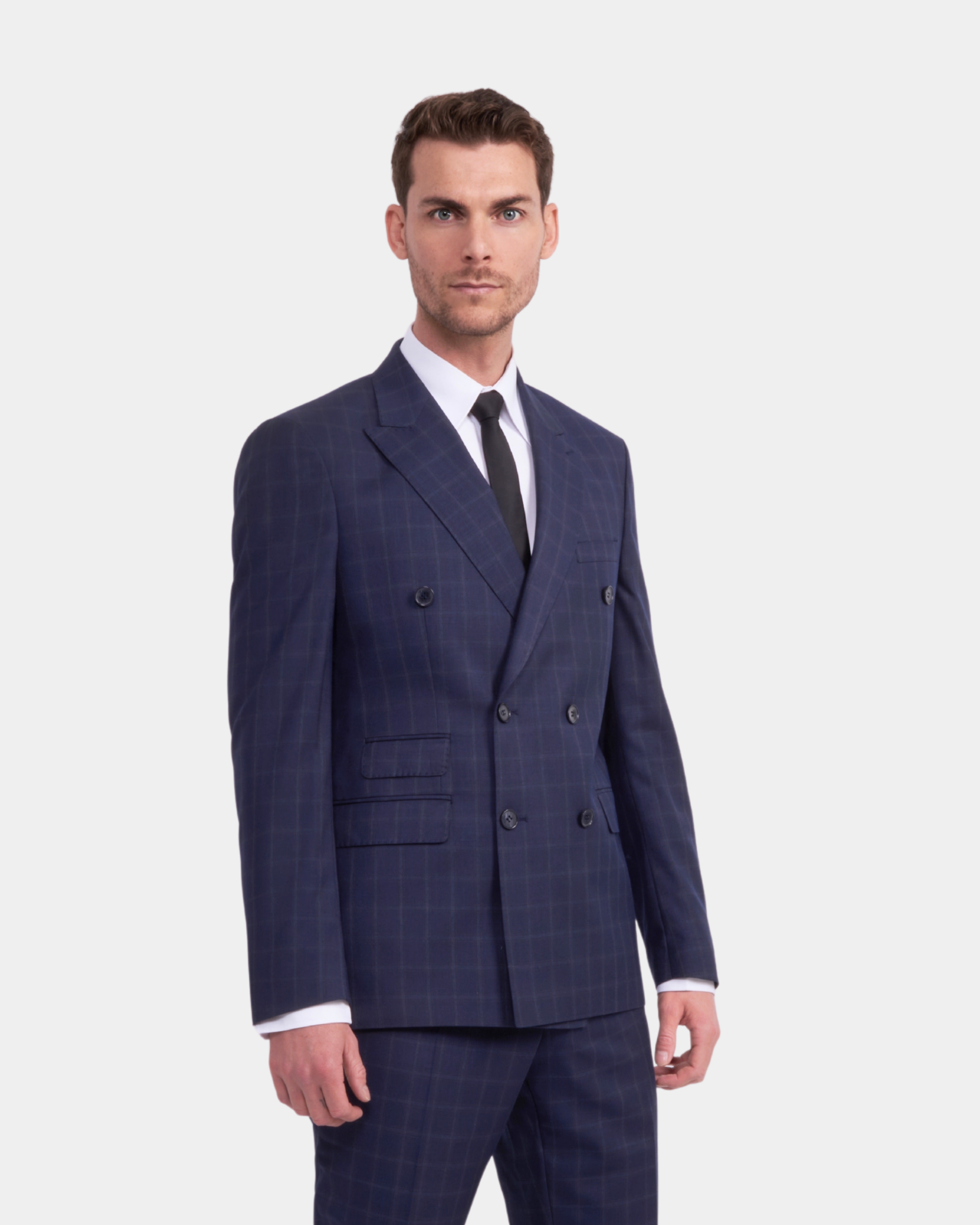 Costume Croisé Carreaux Bleu