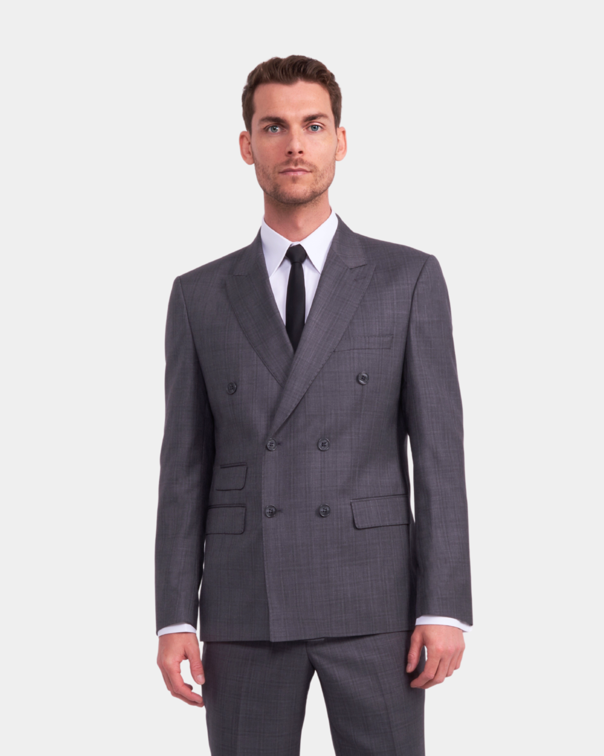 Costume croisé Carreaux Gris