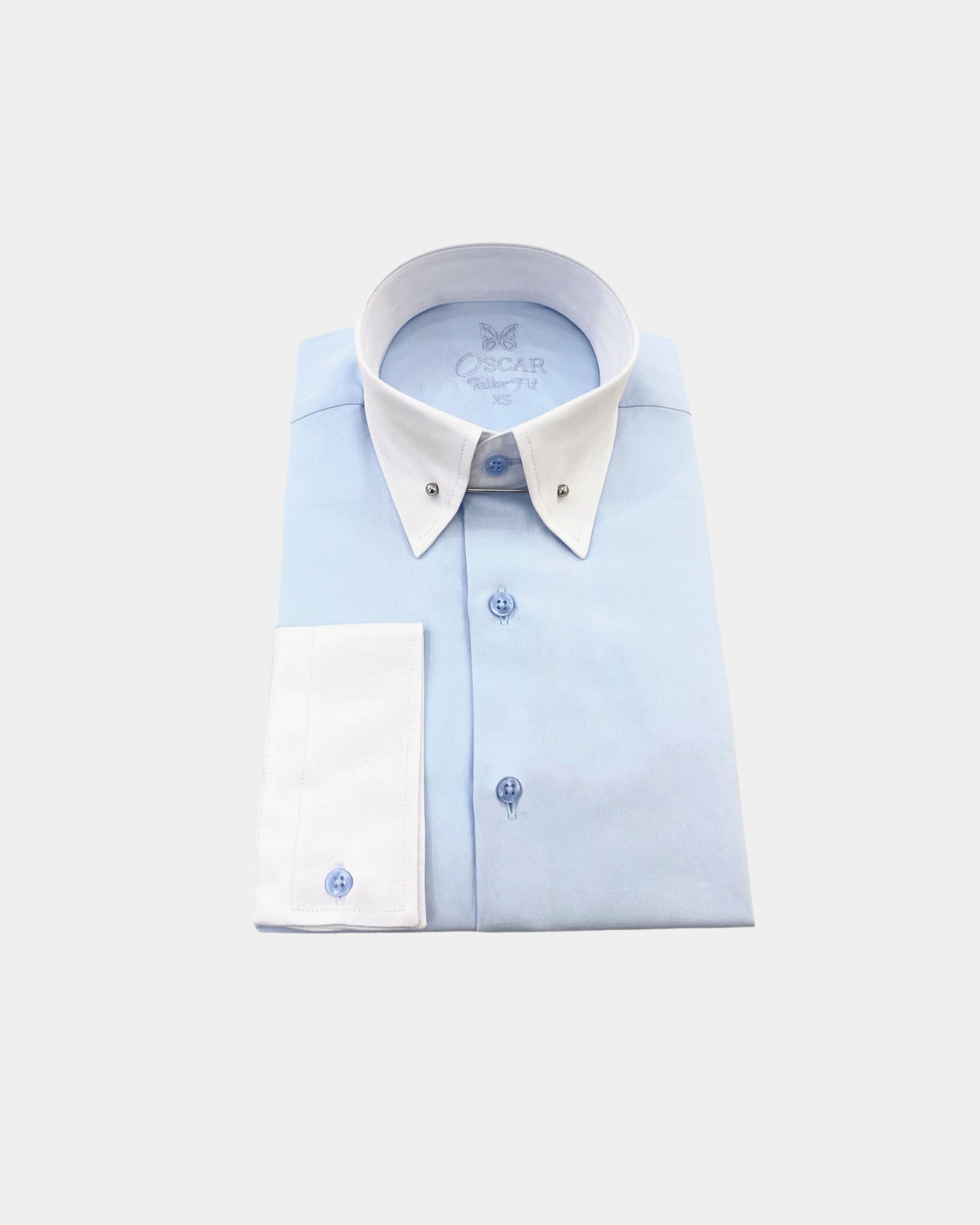 Chemise ciel à col blanc...