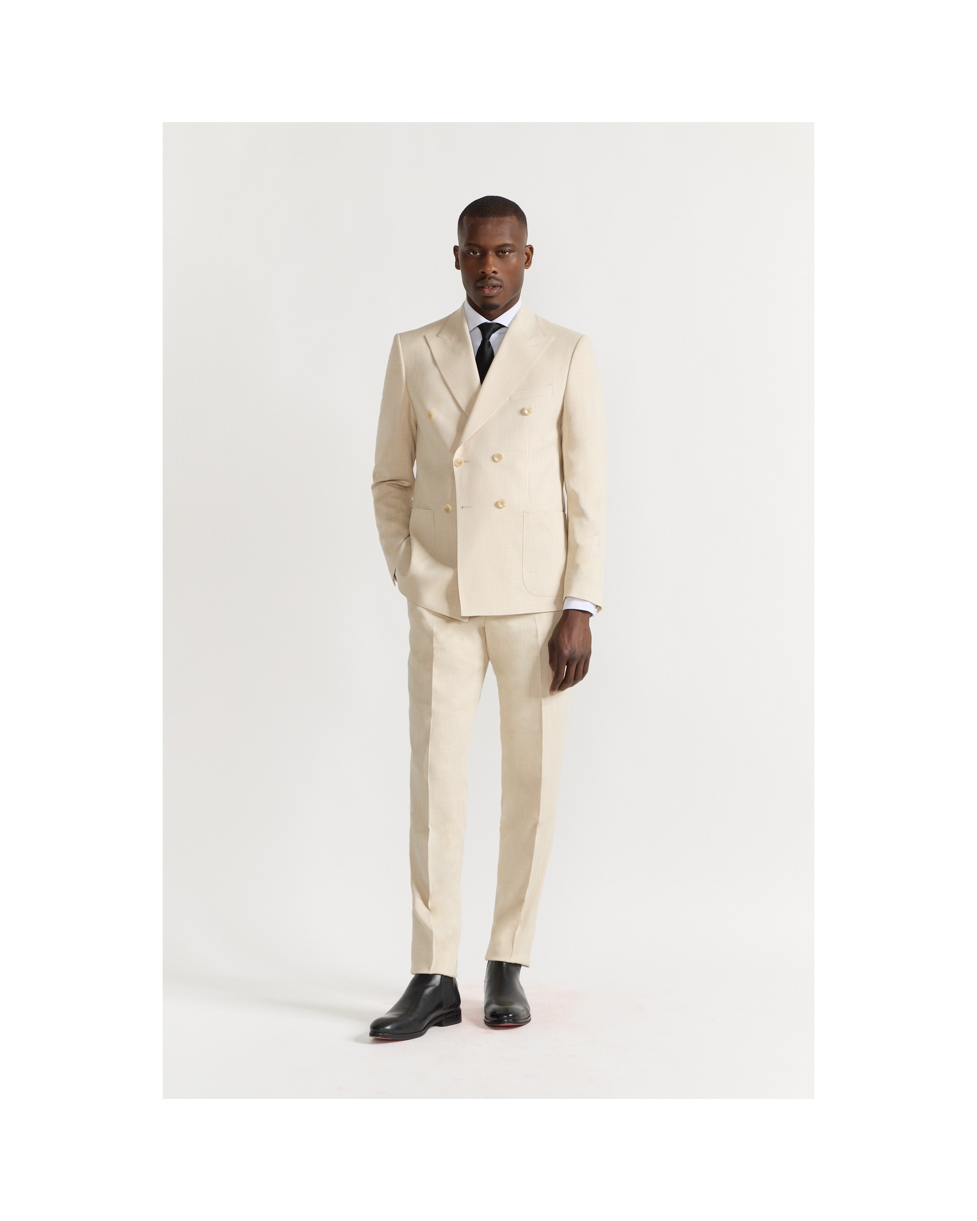 Costume Croise Lin Beige