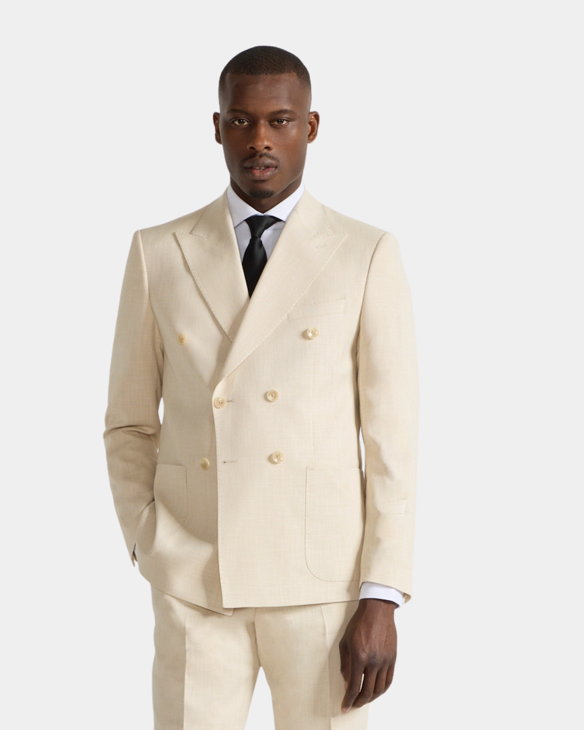 Costume Croise Lin Beige