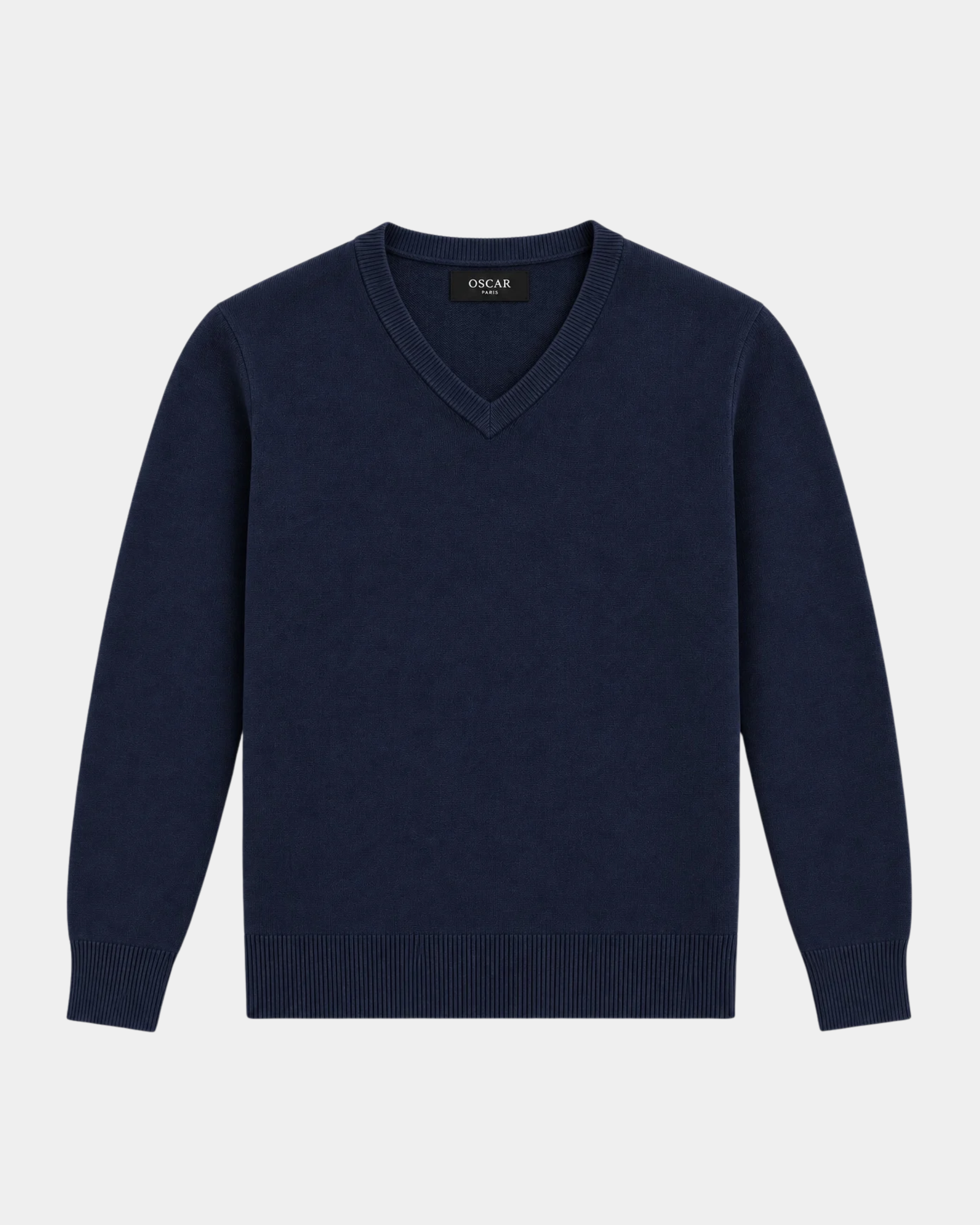 Pull en Maille à Col V Marine