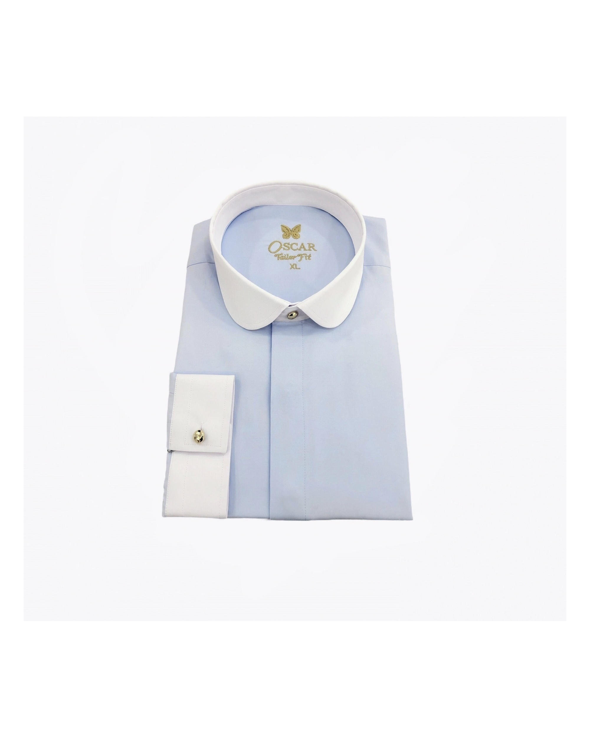 Chemise ciel à col rond...